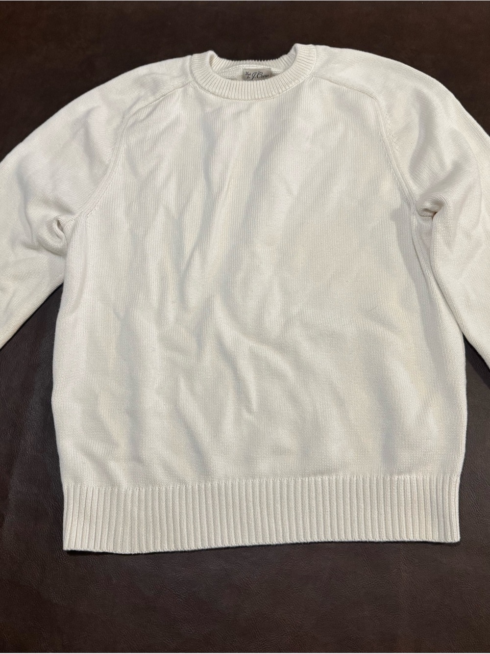 J Crew Heritage Ivory Knit Sweater Men 100% Cotton